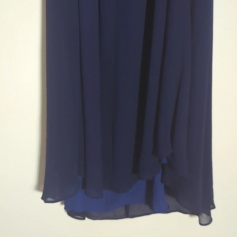 Maeve Women's Dress Navy Blue Tiered Layers Ruffle Romantic Girly‎ Medium